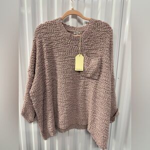 JODIFL Textured Crew Neck Sweater in Mauve